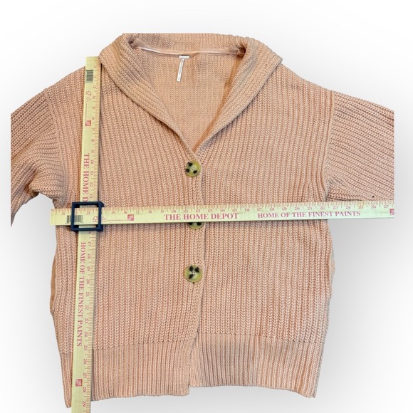 Free‎ People Women's Shawl Collar Button Front Pink Knit Cardigan Sweater Small - Picture 7 of 14